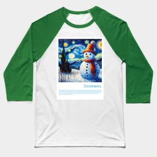 A Snowman in starry night Baseball T-Shirt